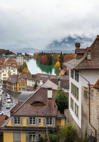 Aerial view of Thun city buildings - Thun, Switzerland
